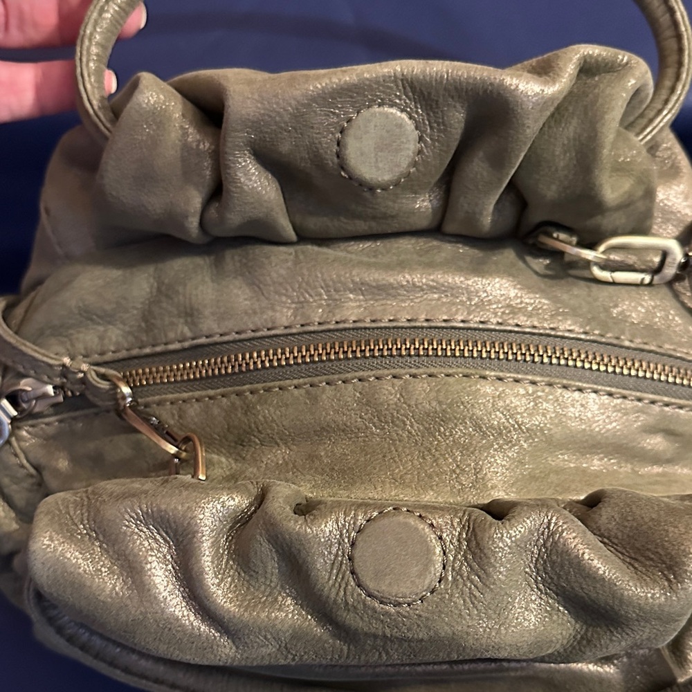 HOBO Olive Metallic Green Leather Crossbody Bag/clutch - Picture 4 of 12